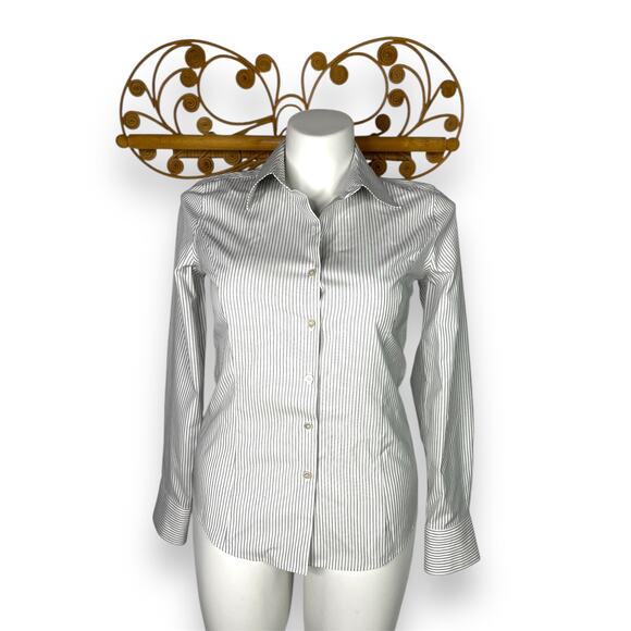 Talbots women's pinstripe button down shirt sz 10 - Picture 1 of 5